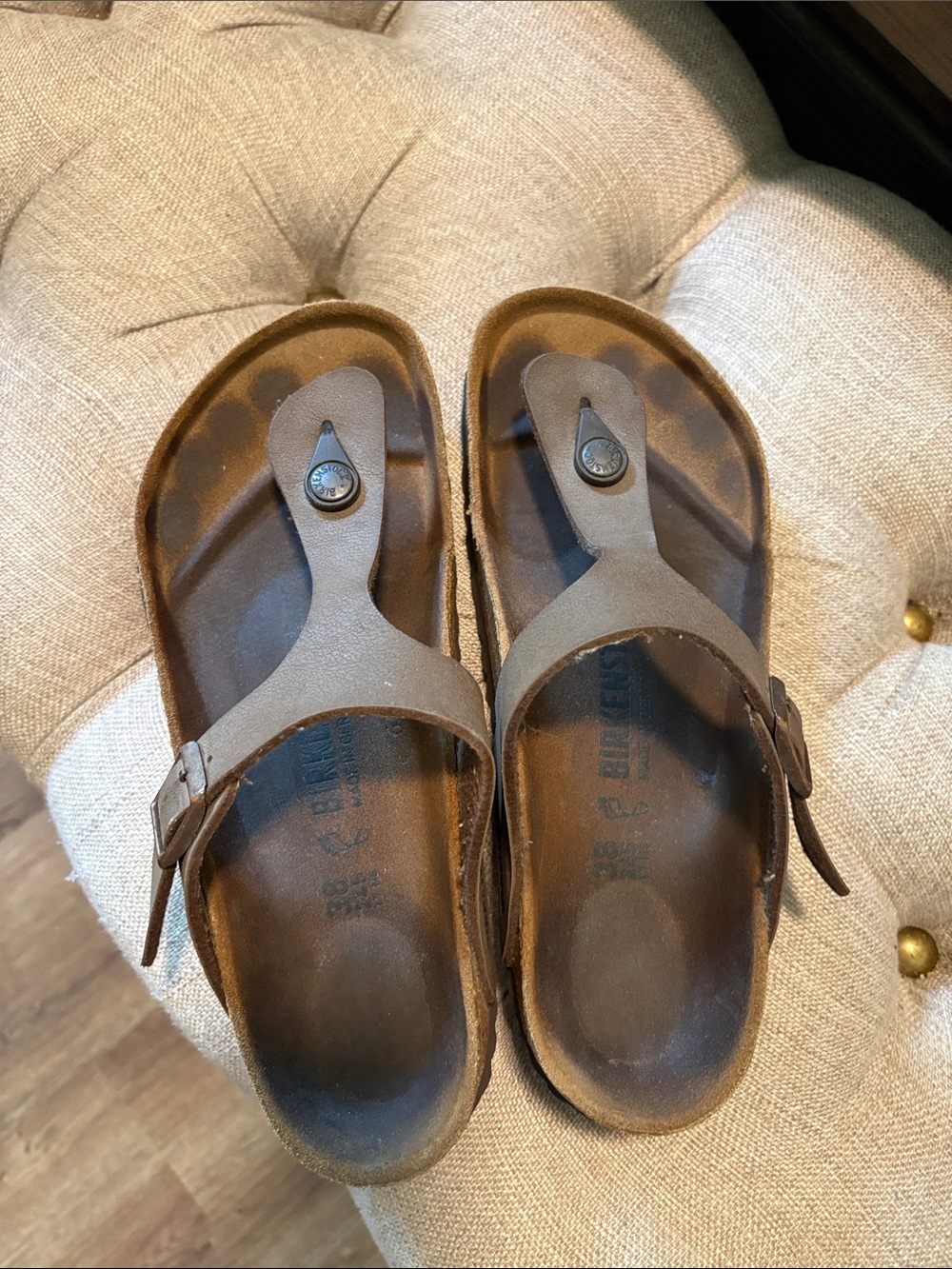 Birkenstock Brown Youth Toe-Post Sandals with Buckle